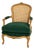 Mid 20th Century French Louis XV Caned Bergère Armchair — Original Finish With Emerald Green Cushion Cover For Sale