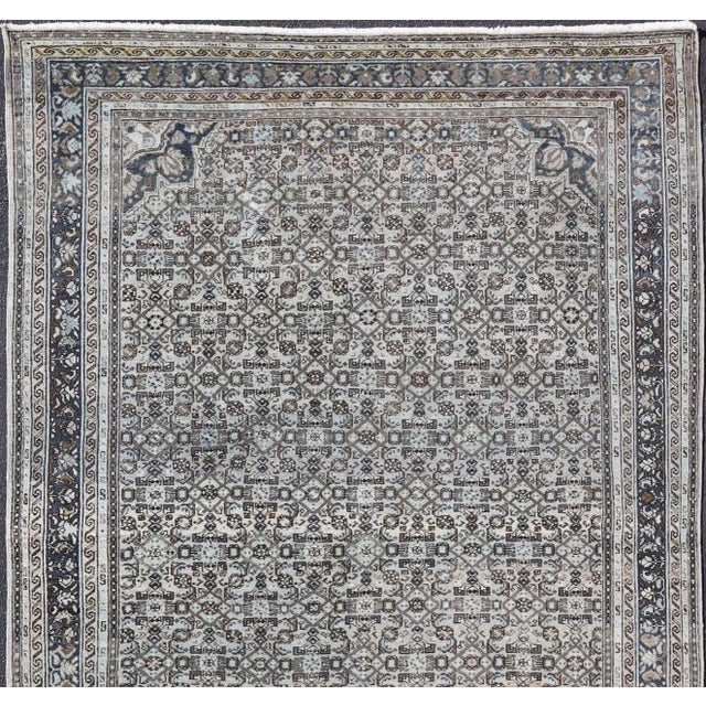 Traditional Antique Persian Hamadan Gallery Rug With Allover Pattern in Cool Tone 8'0 X 16'10 For Sale - Image 3 of 17