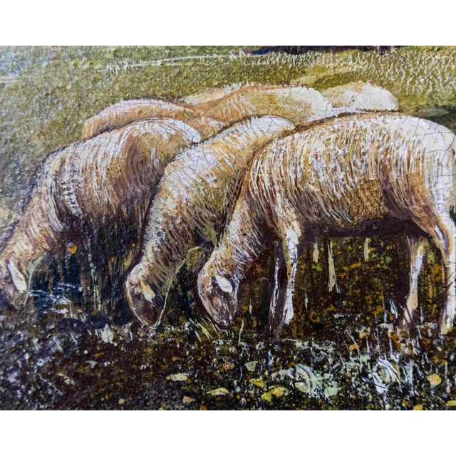 Green Gino Federici, Shepherd with Flock, Oil on Canvas, Signed, 20th Century For Sale - Image 8 of 9