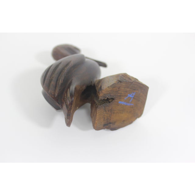 Vintage Wood Pelican Carved Exotic Ironwood Animal Figurine For Sale - Image 9 of 10