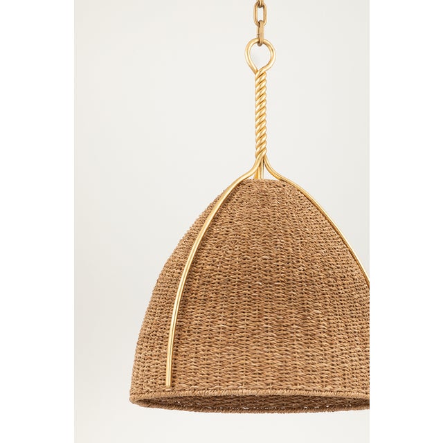Boho Chic Hudson Valley Lighting Woodlawn 19 in. 1 Light Pendant in Vintage Gold Leaf Finish For Sale - Image 3 of 6