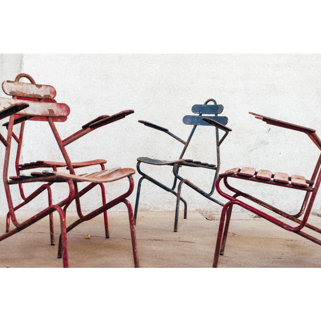 Weathered Metal Chairs, Set of 4 For Sale - Image 6 of 11