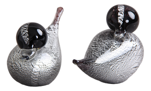 Italian Ducks with Black and Silver Effects in Murano Glass, 1970s, Set of 2