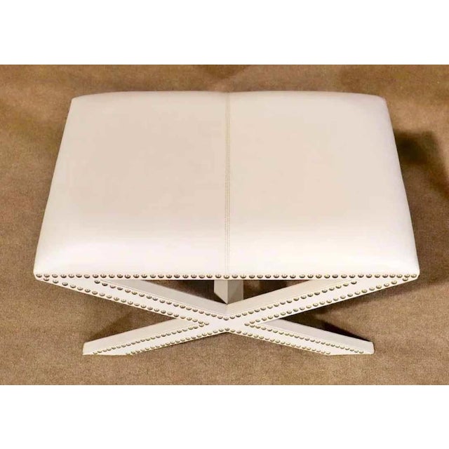 Mid-Century Modern Mid 20th Century Pair X-Frame Footstools - 2 Pieces For Sale - Image 3 of 6