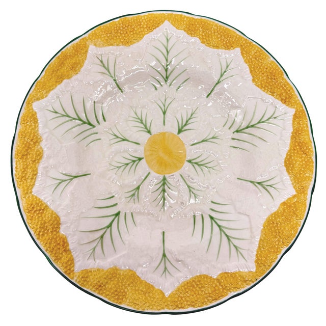 Pair of stunning Majolica plates by Wedgwood in cauliflower patterned texture. Stamped on back with "WEDGWOOD MADE IN...