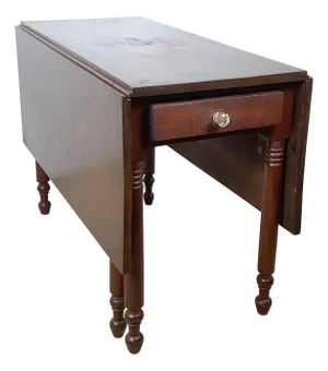American Empire-Style Walnut Drop-Leaf Gate-Leg Table With Single Drawer