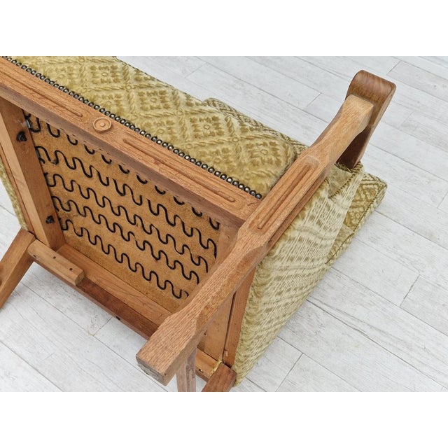 Vintage Danish Highback Armchair in Fabric and Oak, 1960s For Sale - Image 6 of 18