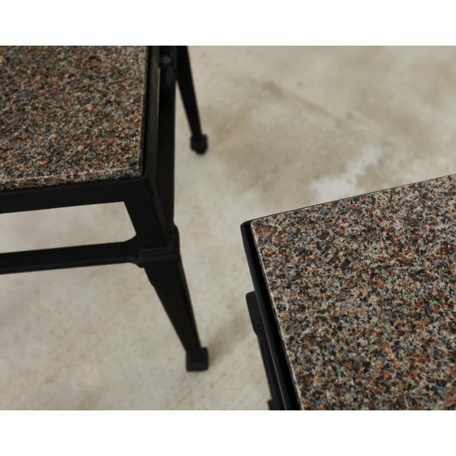 Black Pair of Neoclassical Style Granite Top Garden Drink Tables For Sale - Image 8 of 12