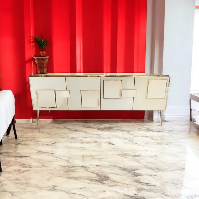 Italian Sideboard in Murano Glass and Brass from Justfurnituress SRL For Sale - Image 6 of 9