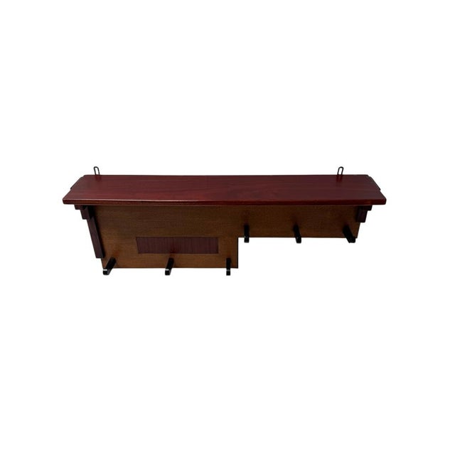 1920s Art Deco Amsterdamse School Wall Coat Rack in Oak and Padouk, 1920s For Sale - Image 5 of 14