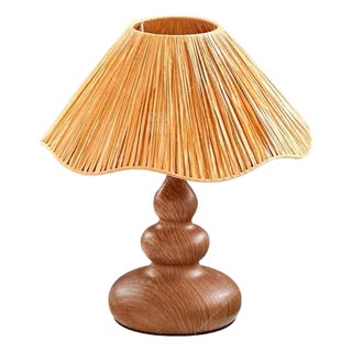 Rattan Gourd Iron Table Lamp For Sale
