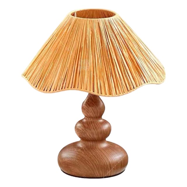 Rattan Gourd Iron Table Lamp For Sale