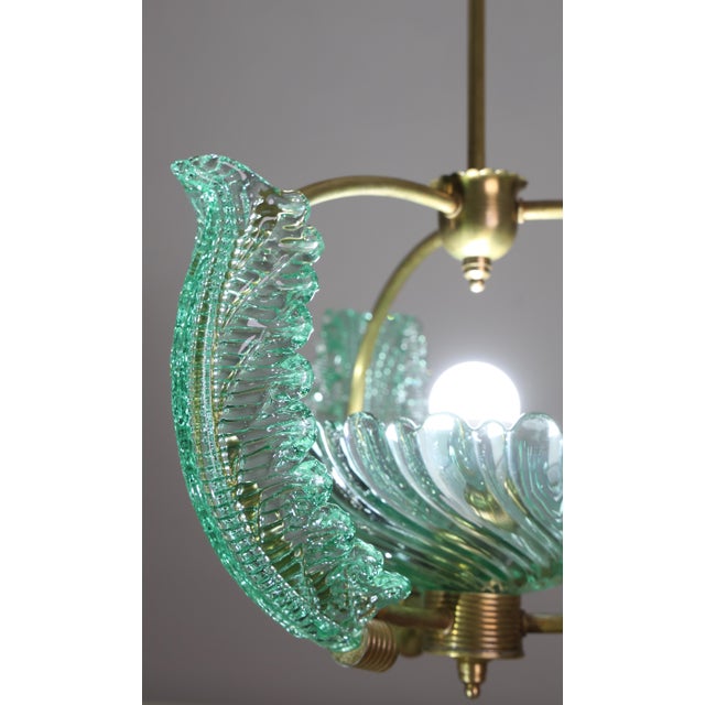 1950s Extra Rare Green Acquamarine Art Deco Barovier E Toso Chandelier For Sale - Image 15 of 16