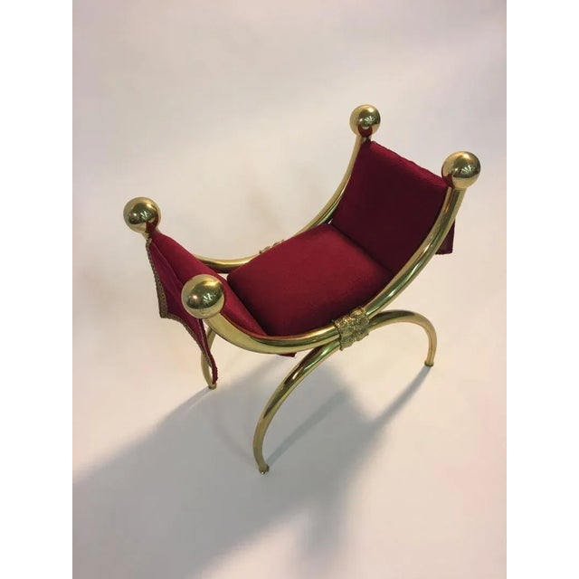 Modern Italian Polished Brass Vanity Stool in the Manner of Gio Ponti For Sale - Image 3 of 8