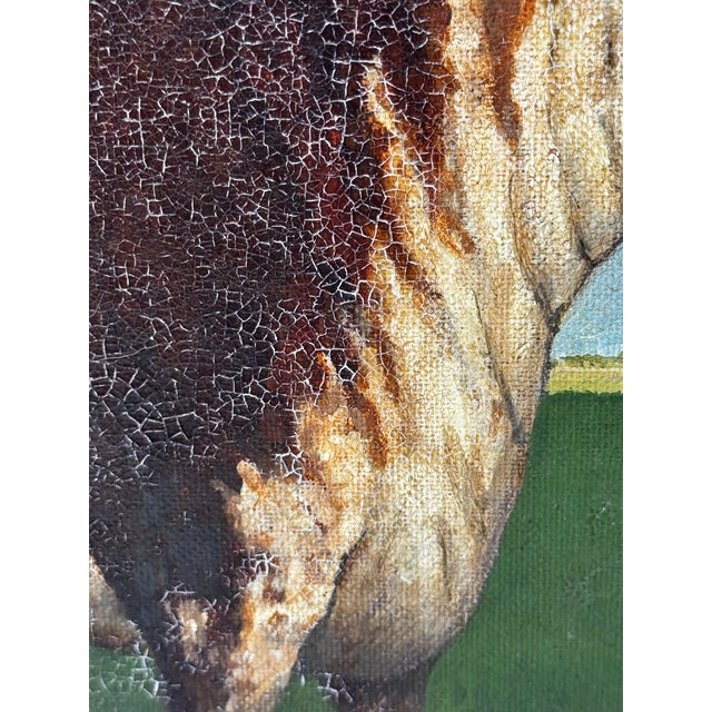 English Hereford Bull Oil Painting in the Manner of William Henry Davis – Framed British Pastoral Cattle Portrait For Sale - Image 12 of 18