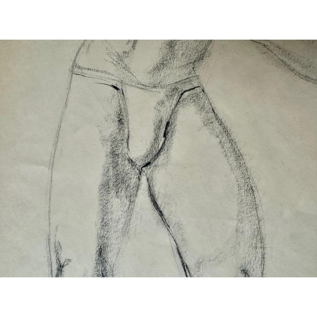 Pair Mid-Century Nude Man & Woman Drawings For Sale - Image 13 of 14