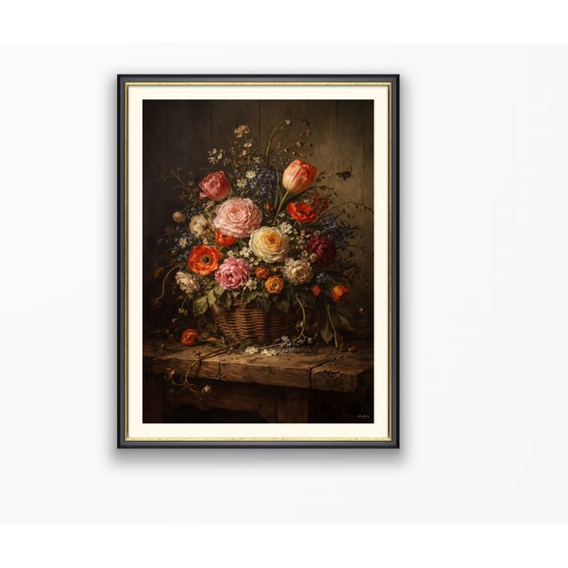 Atelier Aria Lumae Abundant Flemish Basket Floral Still Life Grand 27 by 38 Board Print For Sale - Image 15 of 16