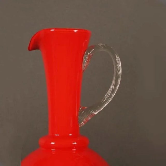 Italian Large Red Murano Glass Jug, 1950s For Sale - Image 3 of 6