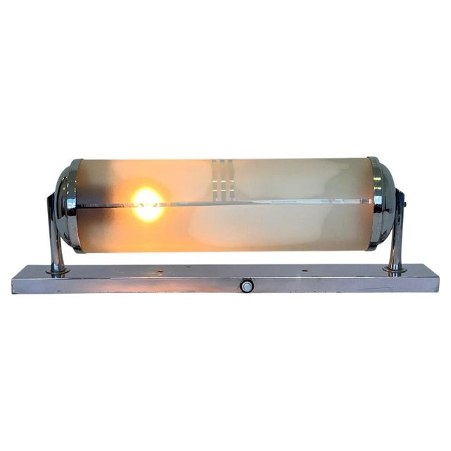 Bauhaus Chrome and Glass Flush Mount, Czechoslovakia, 1940s For Sale - Image 9 of 9