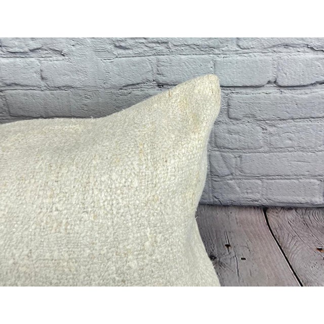 Turkish 16 x 24 Hemp Pillow Turkish Cushion Natural White Pillow Cushion Cover For Sale - Image 3 of 4