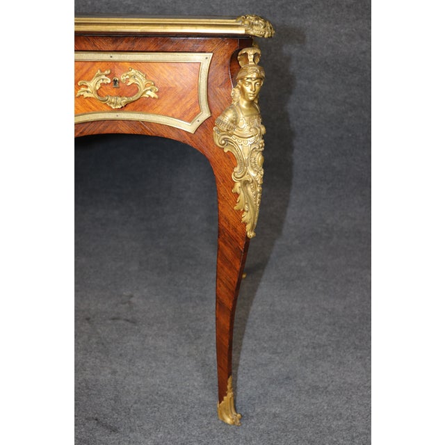 19th C French Louis XV Style Figural Soldier Bronze Mounted Desk For Sale - Image 12 of 13