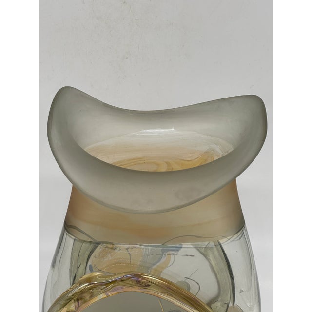 1960s Mid Century Modern Jon Studio Art Hand Blown Glass Vase - Etch Signed by Artist "Jon Art" For Sale - Image 5 of 12