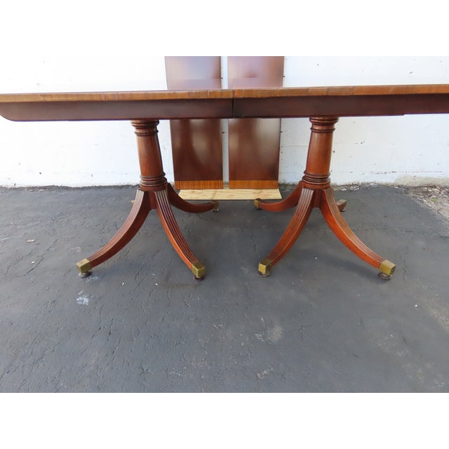 Mahogany Set of Dining Table Six Shield Back Chairs and 2 Leaves 6563 For Sale - Image 12 of 17