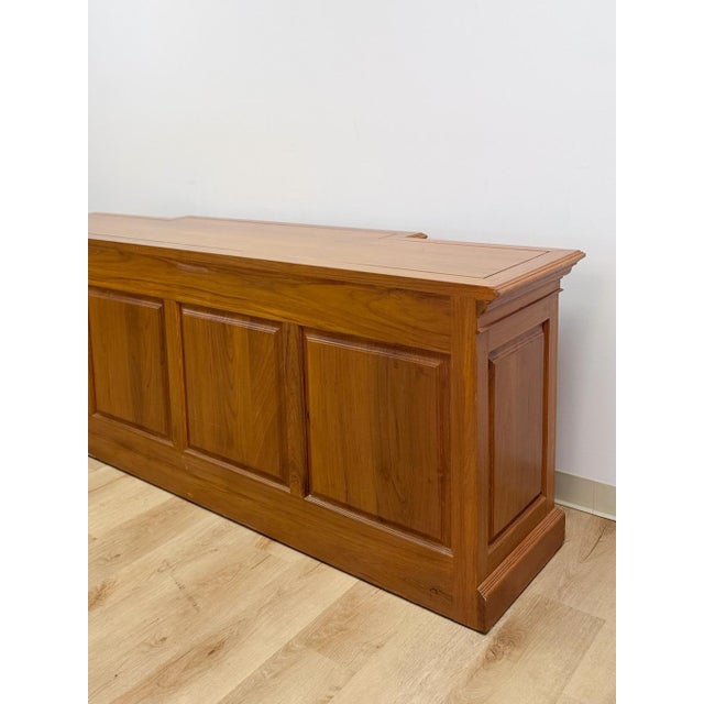 Antique Style Oak Office Credenza With Locking Doors and Finished Back For Sale In Tampa - Image 6 of 17
