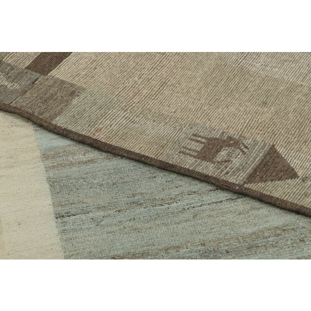Sky Blue Vintage Persian Gabbeh Rug With Striped Field & Pictorial Border - Rug & Kilim For Sale - Image 8 of 8