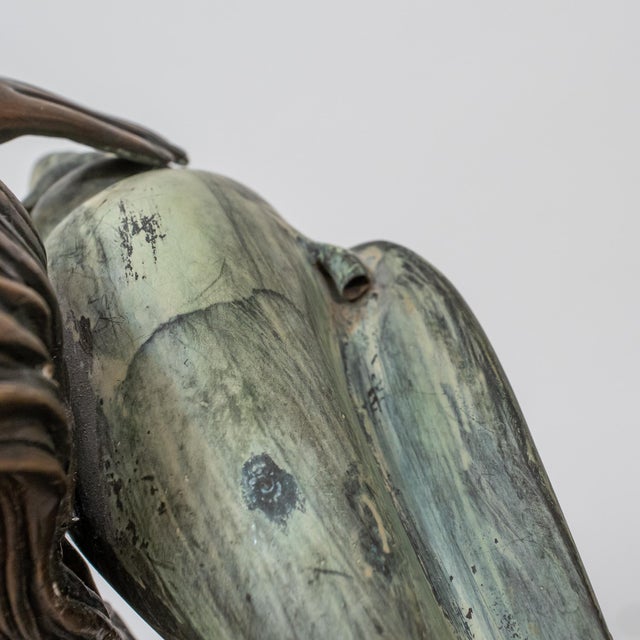 Bronze Mid 20th Century Cast Bronze Mermaid Sculpture Holding Conch Fountain For Sale - Image 8 of 10