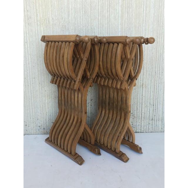 19th Century Carved Walnut Folding Scissors Savonarola Bench/Settee For Sale - Image 9 of 13