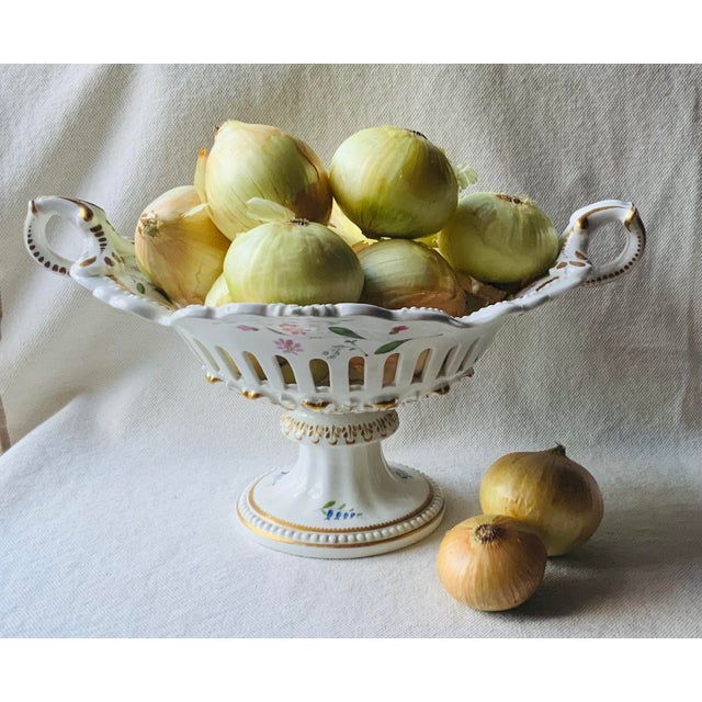 19th C. Royal Copenhagen "Saxon Flower" Reticulated Centerpiece Bowl For Sale - Image 13 of 14
