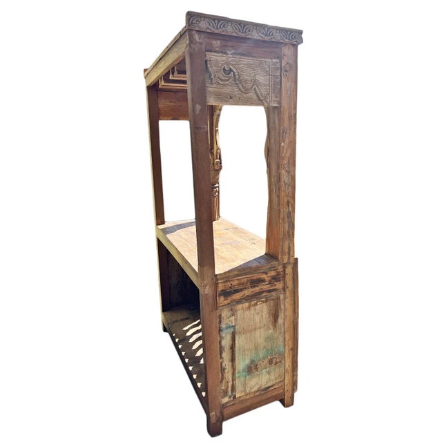 Vintage Indian Carved Arch Canopy Bar Counter For Sale - Image 4 of 7