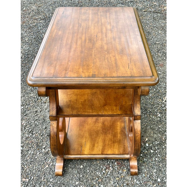 Rustic European Maple Scrolled Leg Side Table For Sale - Image 10 of 10