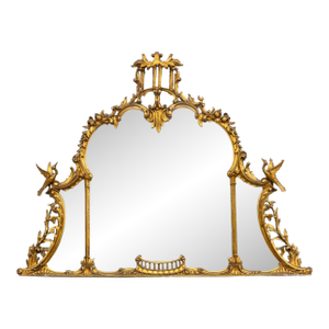 18th Century Chinese Chippendale Giltwood Over Mantel / Fireplace Mirror