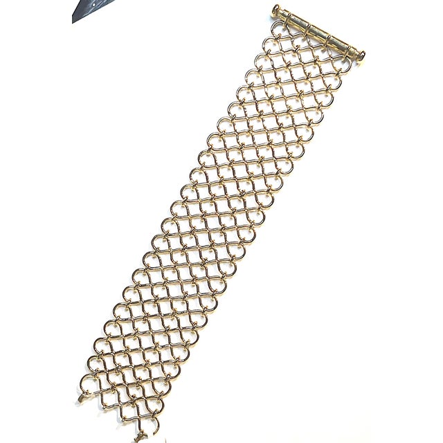 Christina Addison Basket Weave Yellow Gold Hinged Cuff Bracelet For Sale - Image 10 of 12