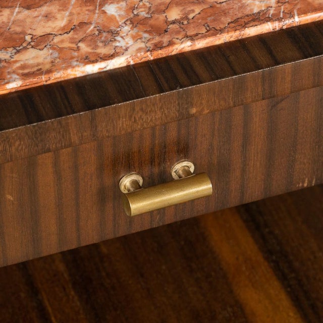 20th Century Italian Kingwood & Marble Bedside Cabinets, 1950s, Set of 2 For Sale - Image 10 of 18