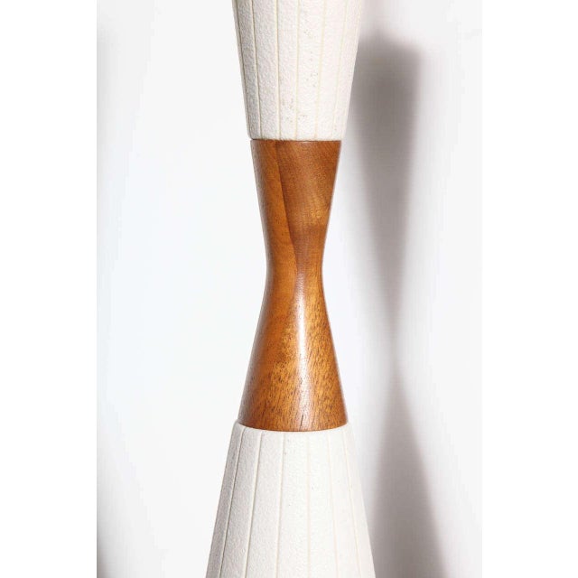 Substantial White Incised Ceramic "Hourglass" Table Lamps, Circa 1960 - A Pair For Sale - Image 12 of 13