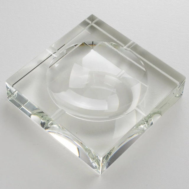 Dupre Lafon Style Red Leather and Crystal Cigar Ashtray Catchall Desk Tidy For Sale - Image 11 of 13