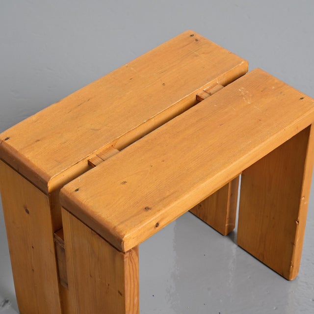Vintage Pine Stool from Les Arcs, 1970s For Sale - Image 10 of 15