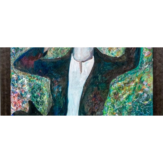 Large Scale Vintage Expressionist Oil on Canvas Singing Man Portrait Painting For Sale - Image 11 of 13