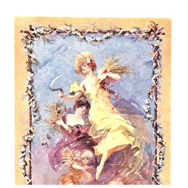 This is an original French lithograph by the iconic illustrator, Jules Cheret. It originally was an insert in a French...