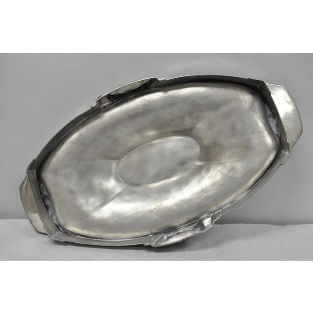 Antique Kayserzinn 4640 German Art Nouveau Pewter Metal Serving Platter W Birds For Sale - Image 17 of 18