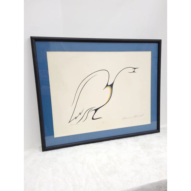 Mid Century Modern Signed Print Clemence Wescoupe "Gathering Call" Wall Art Notary Seal Stamp 23.5"W x 19.25H In good...