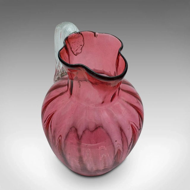 Pink 1930s Vintage Cranberry Glass Cordial Mixer Set For Sale - Image 8 of 13