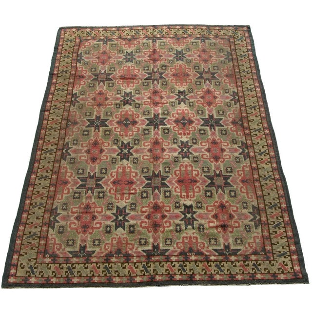 19th Century 1900 Turkish Geometric Design Rug 6'7''x 10' For Sale - Image 5 of 9