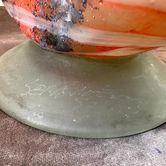 1980s Art Nouveau Style Murano Glass Amphora Vase For Sale - Image 9 of 12