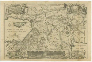 Antique Map of the Holy Land by Keur, 1748