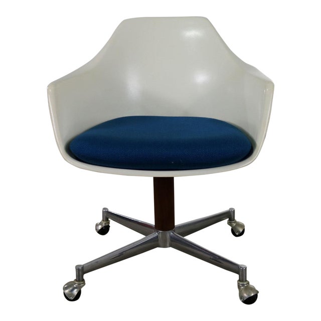 Mid Century Modern Burke Inc Fiberglass Shell Office Desk Arm