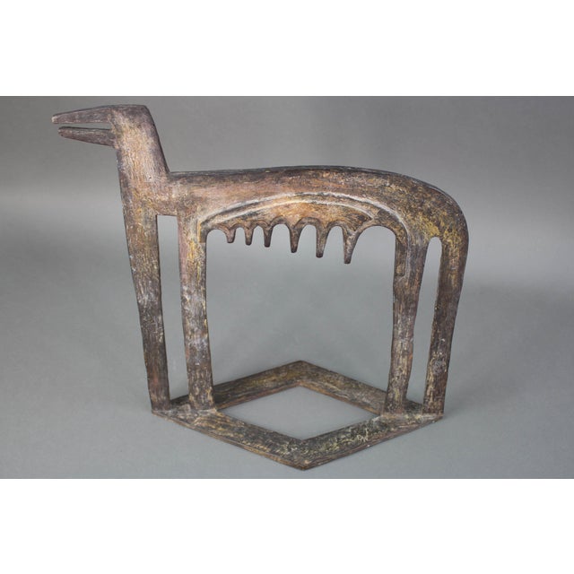 1990s Signed 1990 Modernist Abstract Bronze Wolf Art Sculpture For Sale - Image 5 of 10